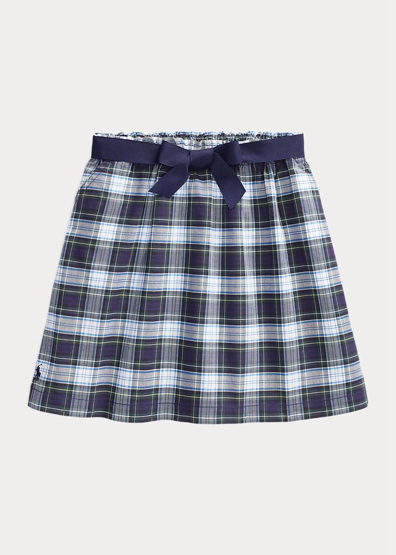 ラルフ ローレン スカート ガール ネイビー 7-14 年 Tartan 格子縞 Oxford TUVAI2369